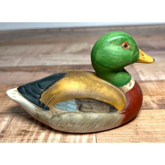 Hand-Painted Ceramic Mallard Duck Decorative Figurine 6" Vintage Folk Art - Picture 3 of 4